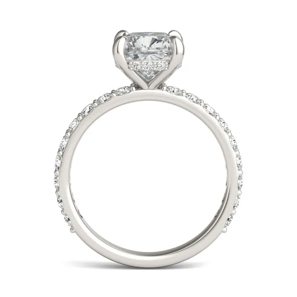 Cushion Custom Hidden Halo Bold 3/4 Eternity Engagement Ring